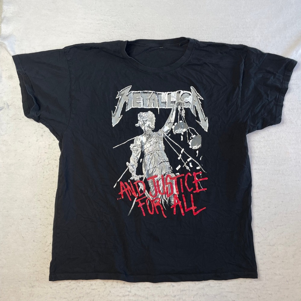 Metallica T-Shirt XXL Black And Justice For All Graphic Band Tee Short Sleeve